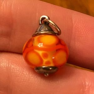 James Avery 925 Silver Dotted Orange Art Glass